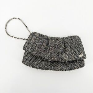 Henri Bendel Tweed Clutch Wristlet Silver